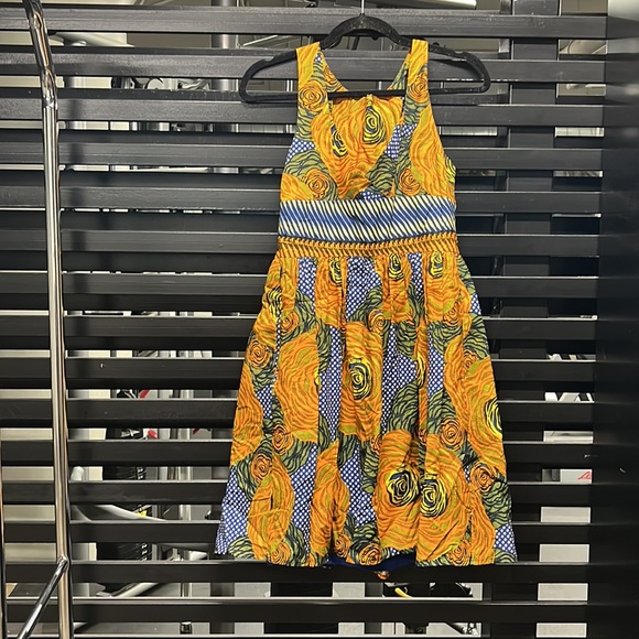 COTTON BRIGHT PRINTED DRESS ANTHRO - Picture 2 of 2